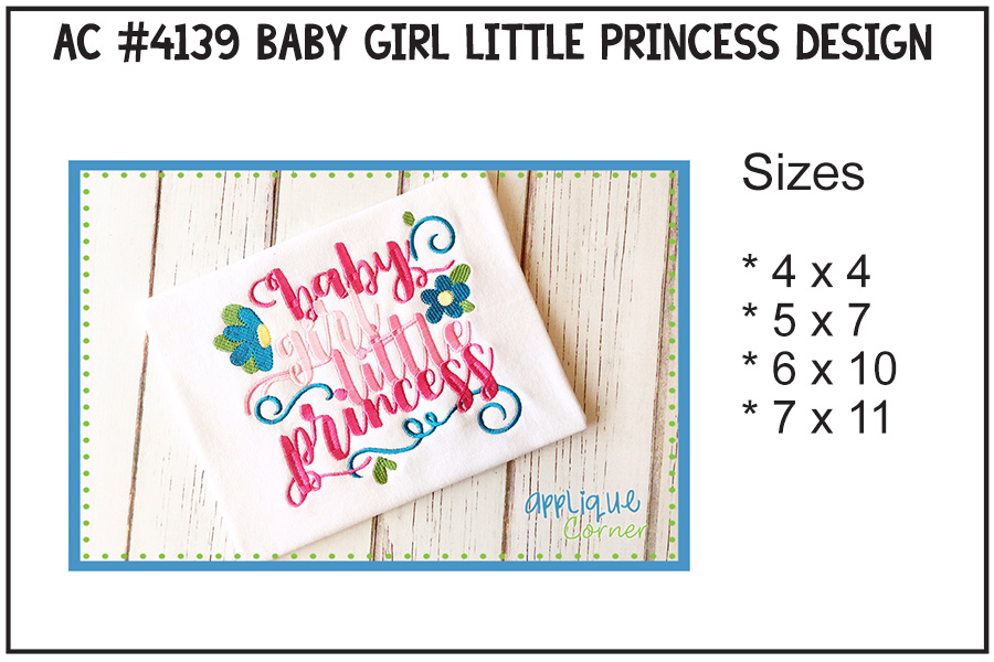 Baby Girl Little Princess Embroidery Design