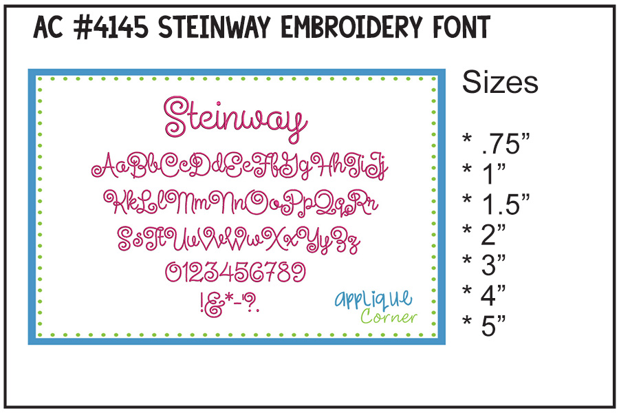 Steinway Embroidery Font