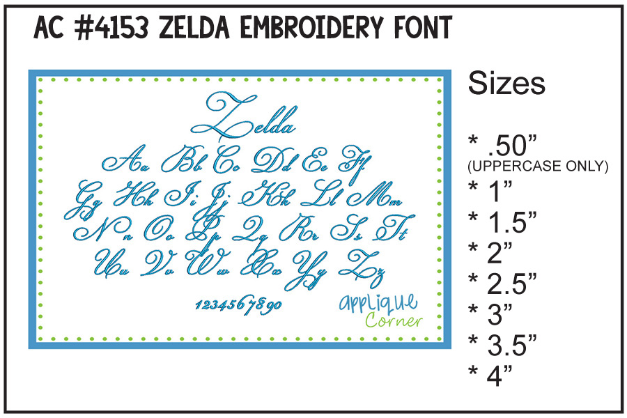 Zelda Embroidery Font