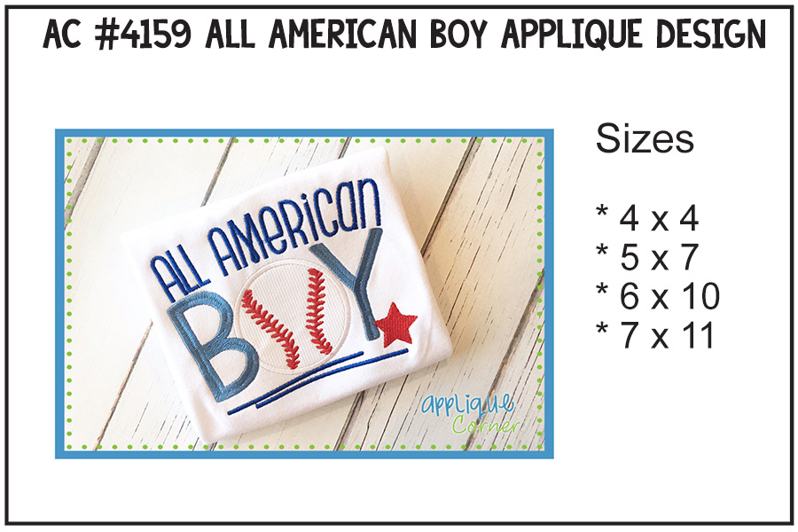 All American Boy Applique Design