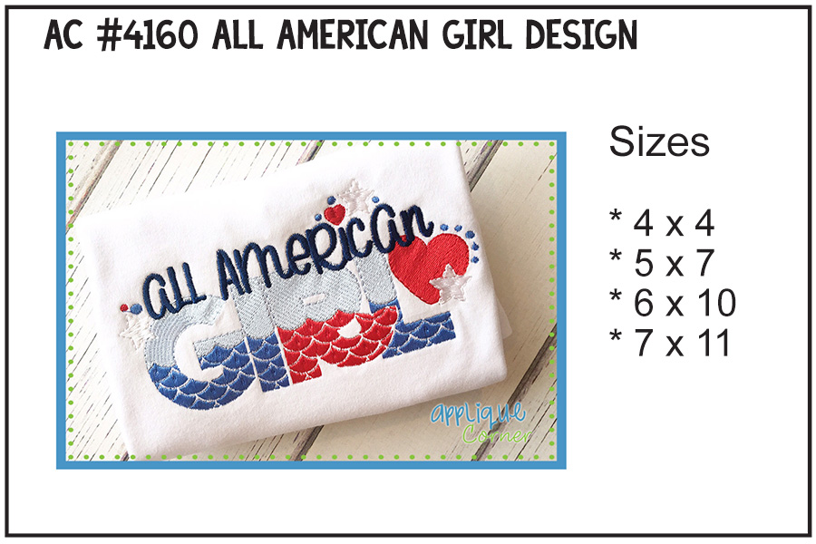 All American Girl Embroidery Design