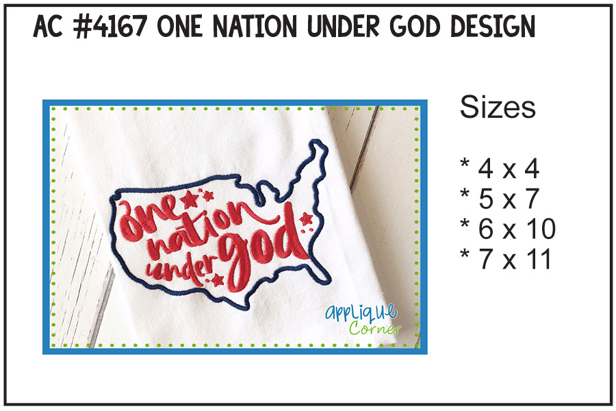 One Nation Under God Applique Design