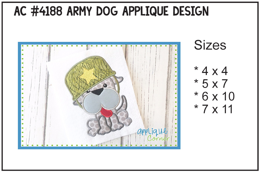 Army Dog Puppy Applique Design