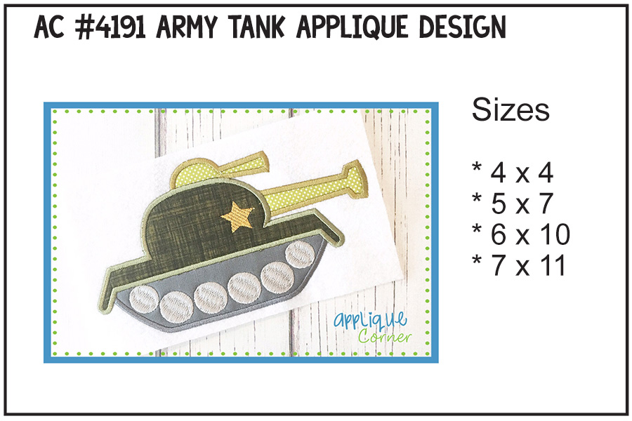 Army Tank Applique Design