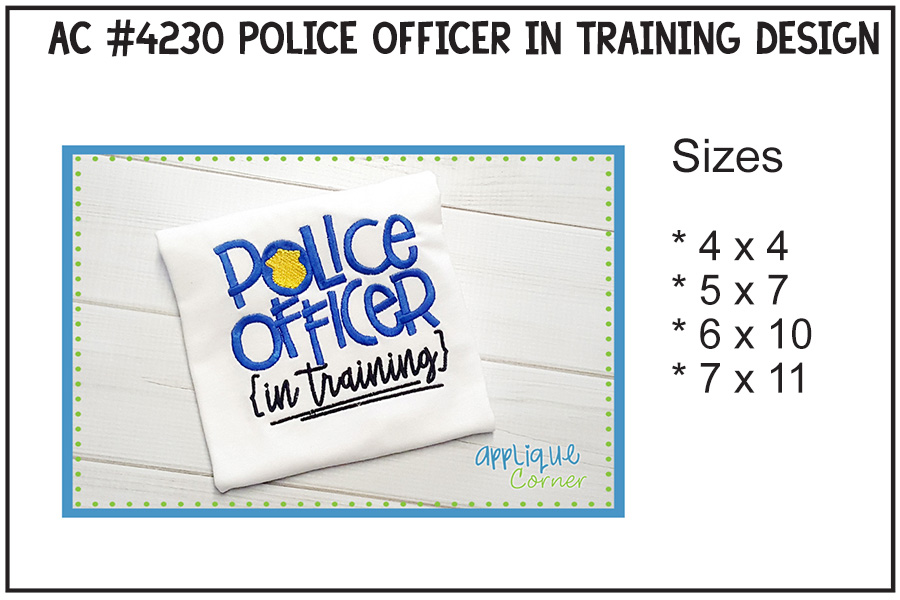 Police Officer In Training Embroidery Design