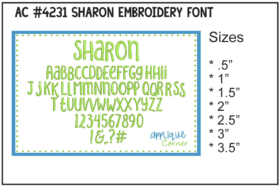 Sharon Embroidery Font