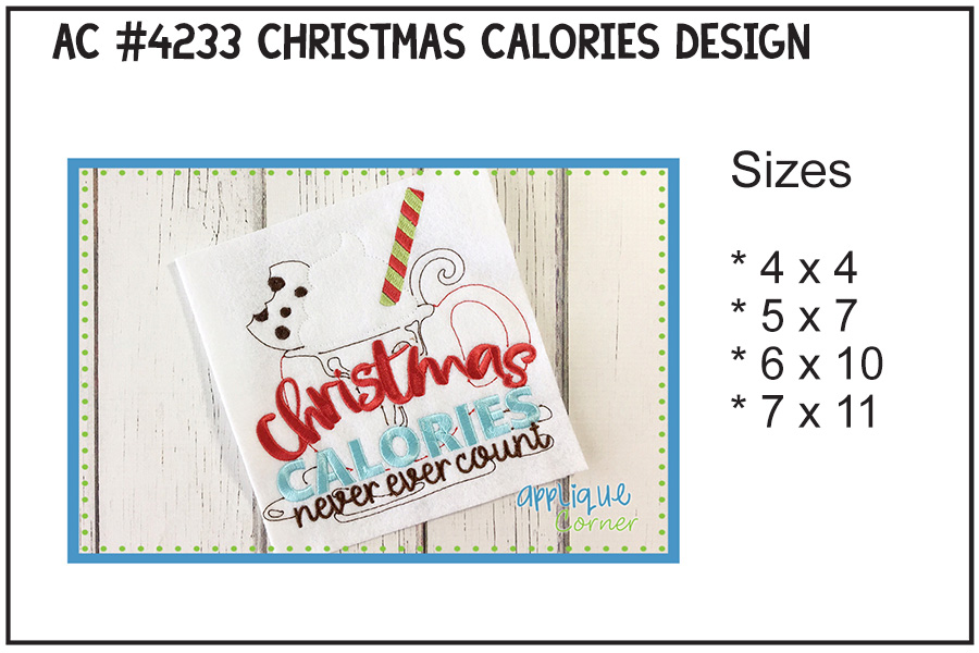 Christmas Calories Never Count Embroidery Design