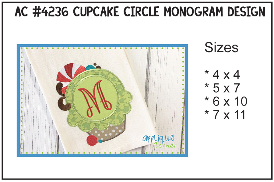 Cupcake Circle For Monogram Applique Design