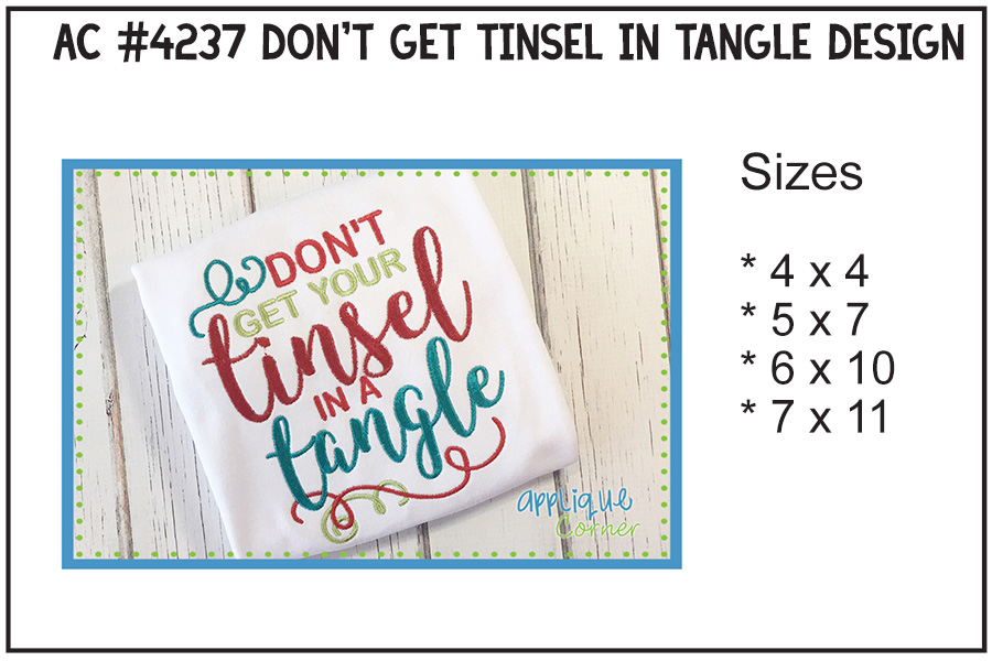 Don't Get Your Tinsel In A Tangle Embroidery Design