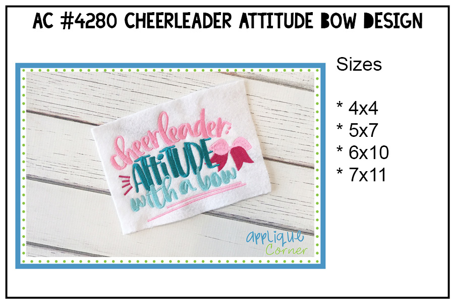 Cheerleader: Attitude With A Bow Embroidery Design