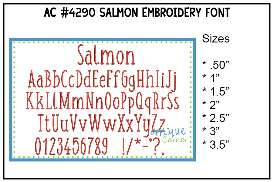 Salmon Embroidery Font