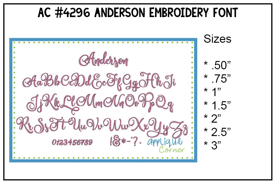 Anderson Embroidery Font