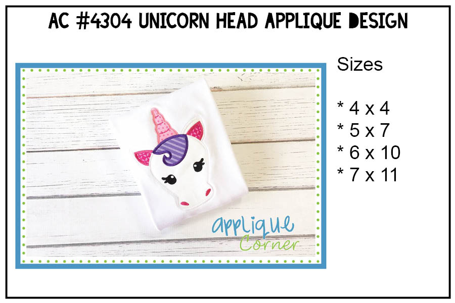 Unicorn Head Applique Design