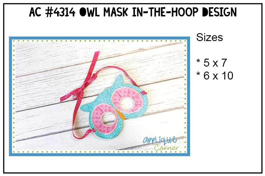 Dress up Owl Mask In The Hoop Design