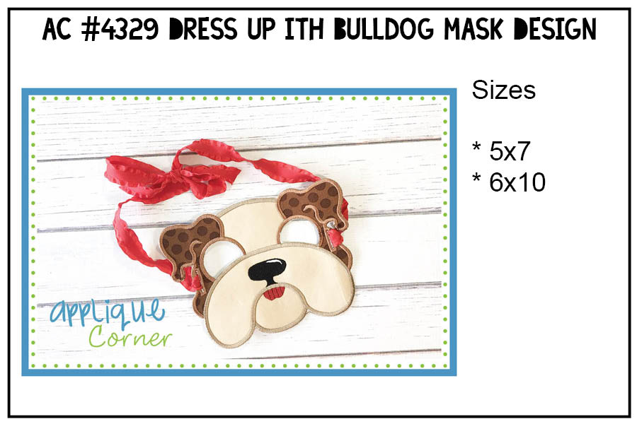Dress up Bulldog Mask In The Hoop Design
