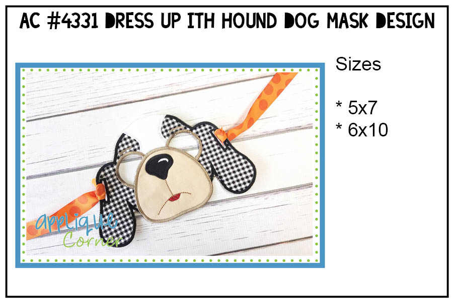 Dress up Hound Dog Mask In The Hoop Design