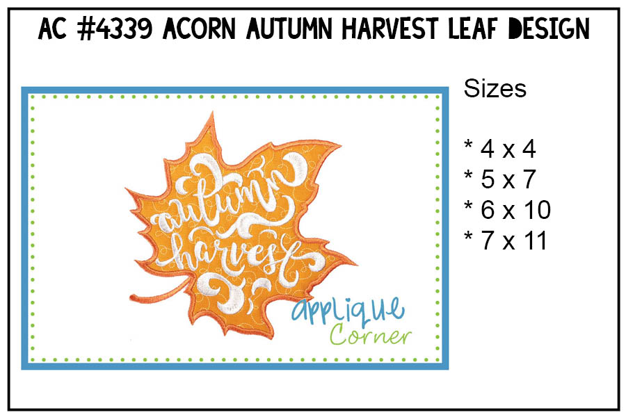 Autumn Harvest Leaf Applique Design