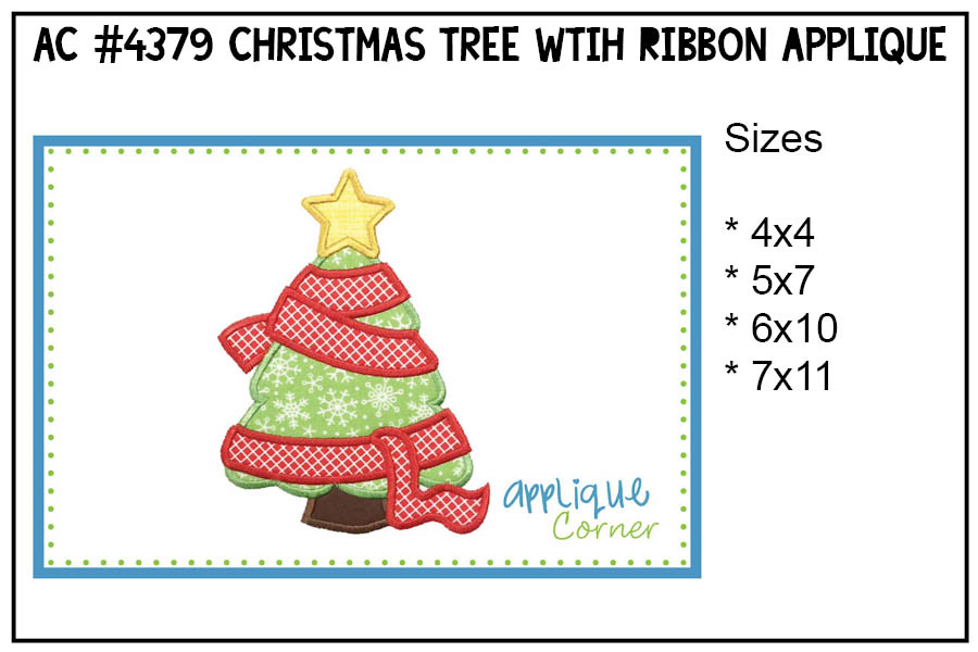 Christmas Tree with Ribbon Applique Design