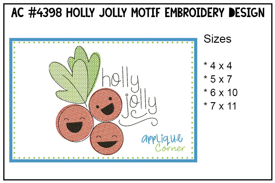 Holly Jolly Motif Embroidery Design