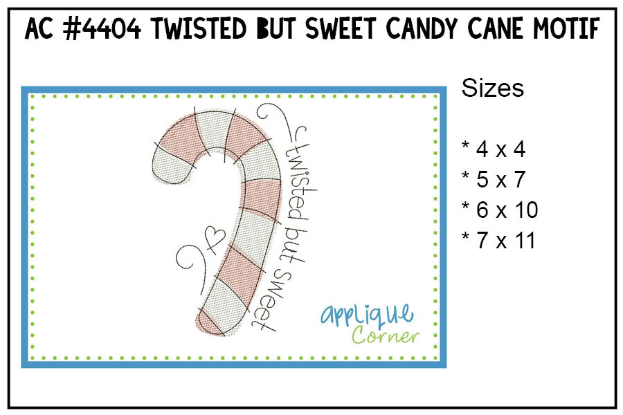 Twisted But Sweet Candy Cane Motif Embroidery Design