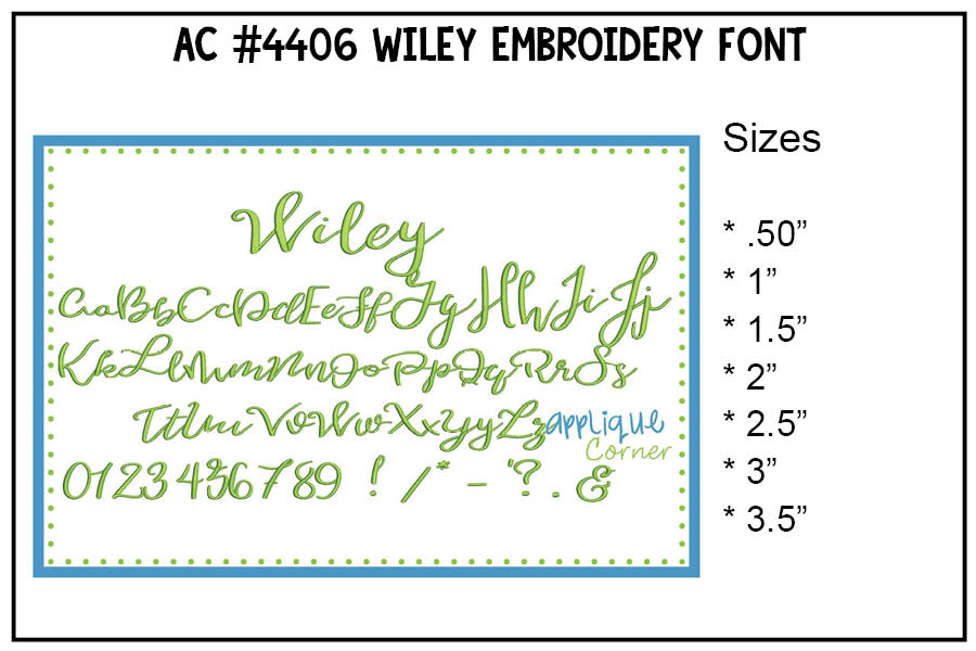 Wiley Embroidery Font