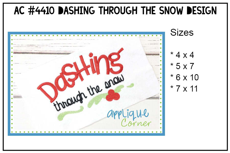 Dashing Through the Snow Embroidery Design