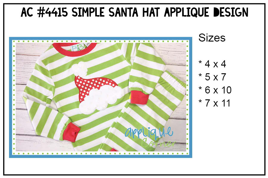 Simple Santa Hat Applique Design