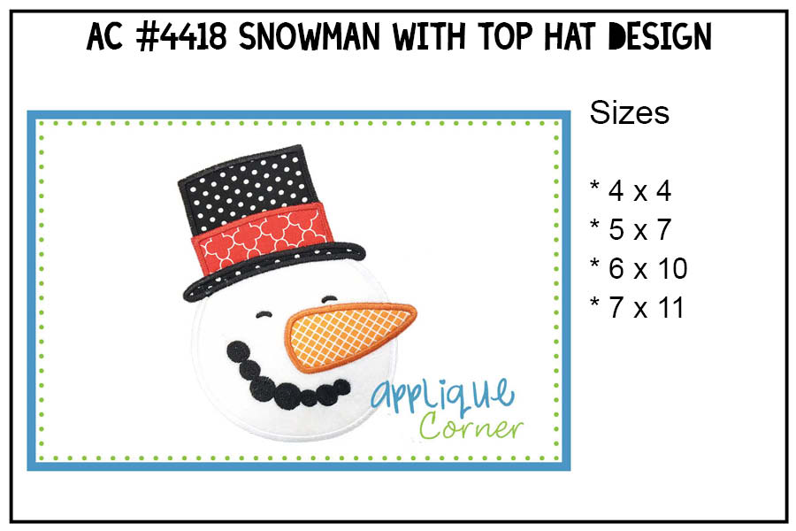Snowman Face Applique Design