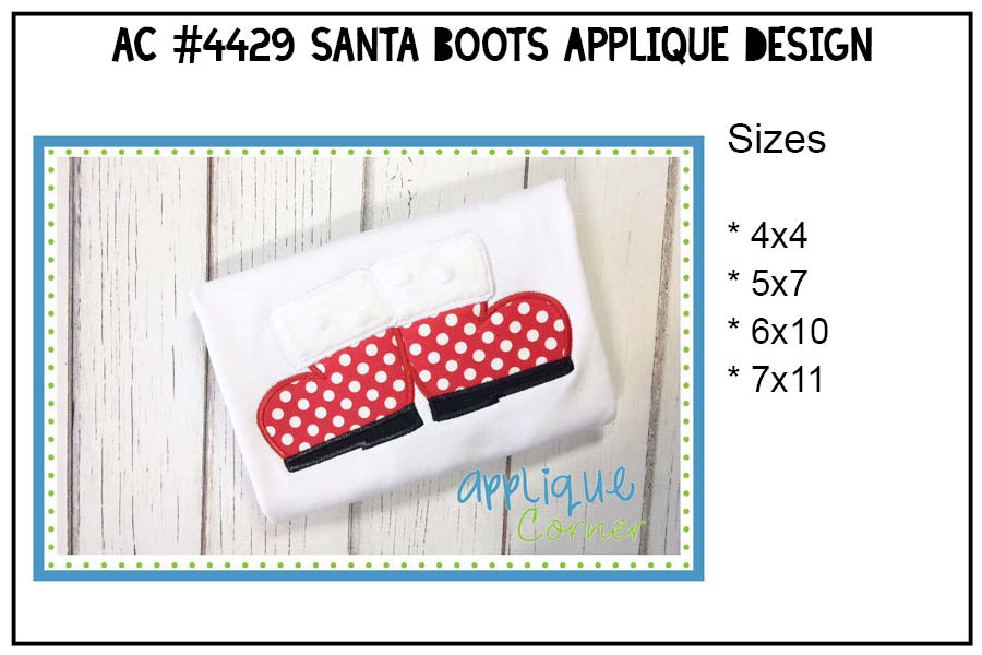 Santa Boots Applique Design