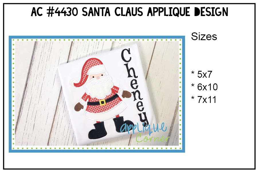 Santa Claus Standing Applique Design