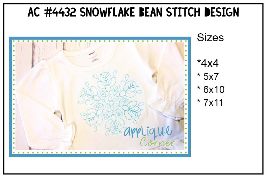 Snowflake Bean Stitch Embroidery Design