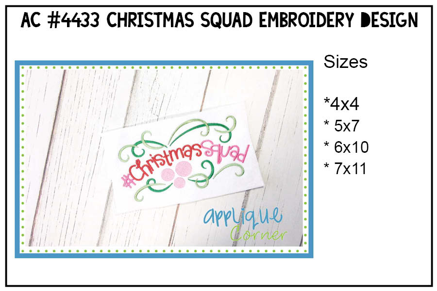 Christmas Squad Embroidery Design