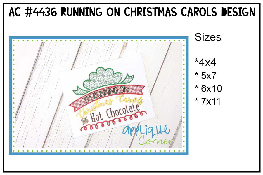 Running on Christmas Carols and Hot Chocolate Applique Design