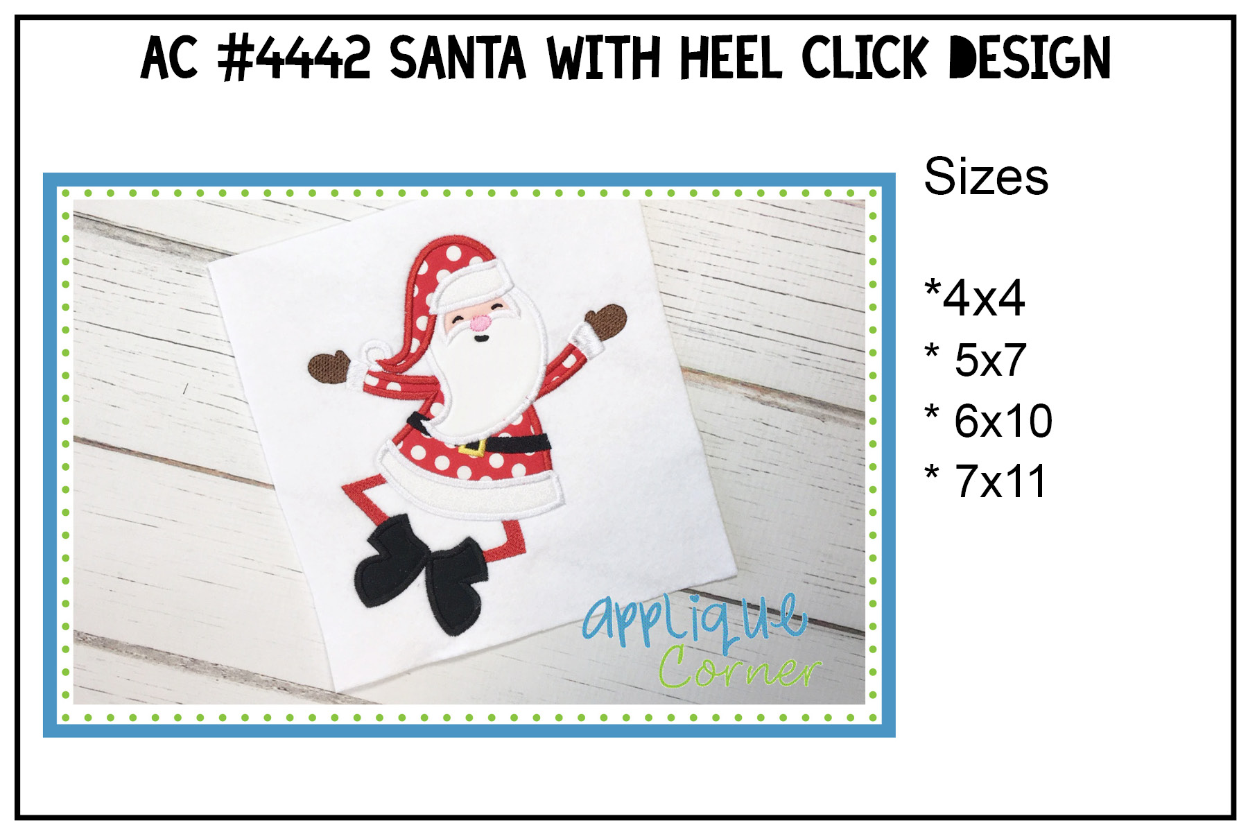 Santa with Heel Click Applique Design
