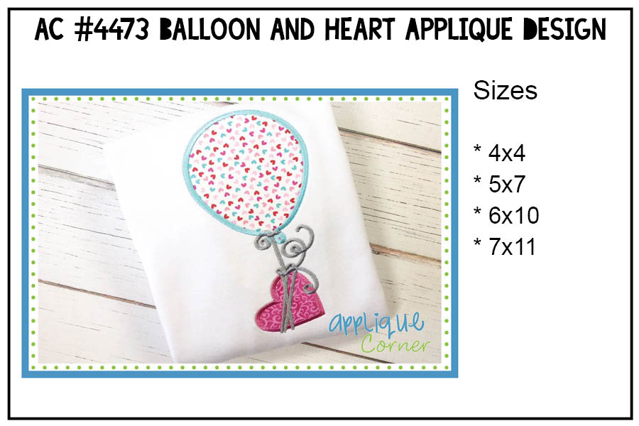 Balloon and Heart Applique Design