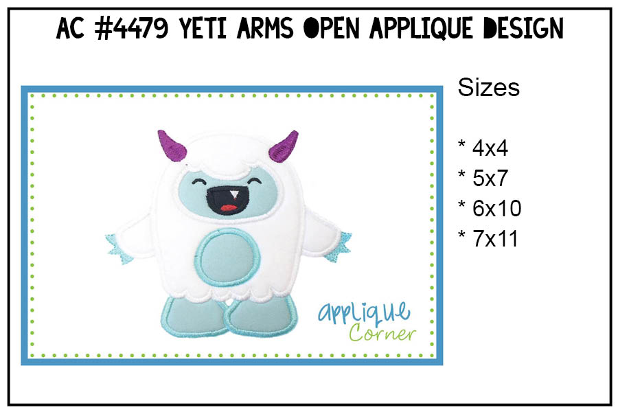 Yeti Arms Open Applique Design