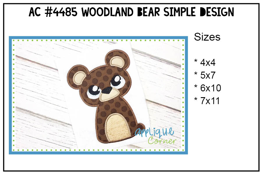 Woodland Bear Simple Applique Design