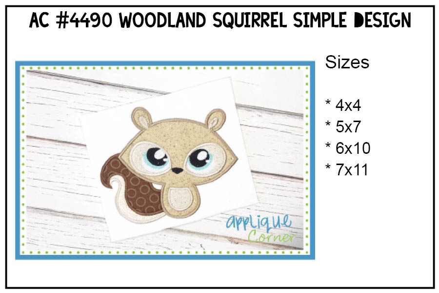 Woodland Squirrel Simple Applique Design