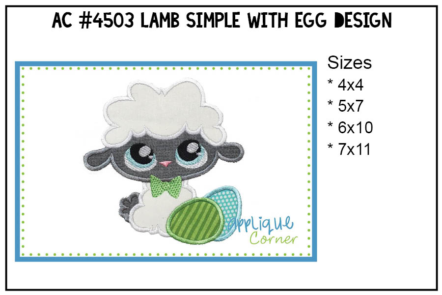 Lamb Simple with Egg Applique Design
