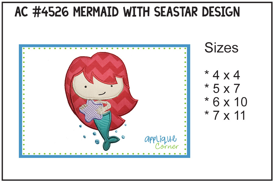 Mermaid with Seastar Applique Design