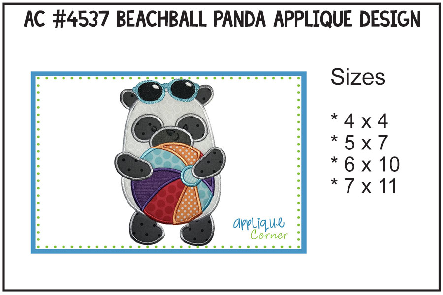 Beachball Panda Applique Design