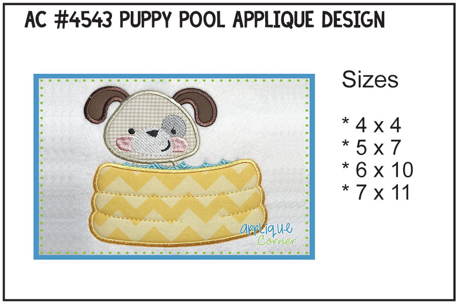 Puppy in Pool Applique Design