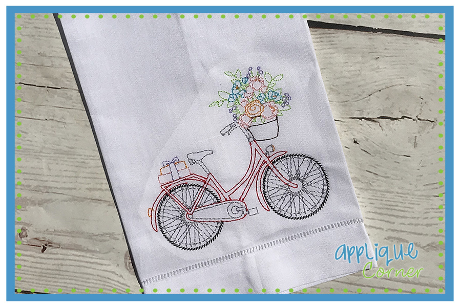 Bike with Basket of Flowers Sketch Design