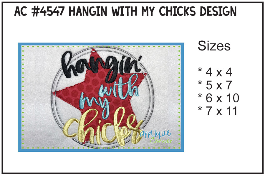 Hangin With My Chicks Applique Design