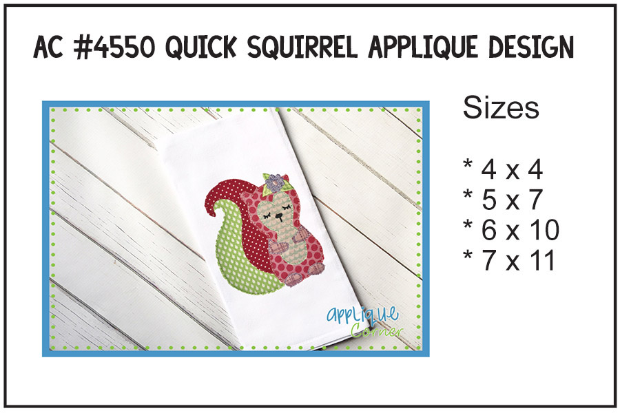 Quick Squirrel Applique Design