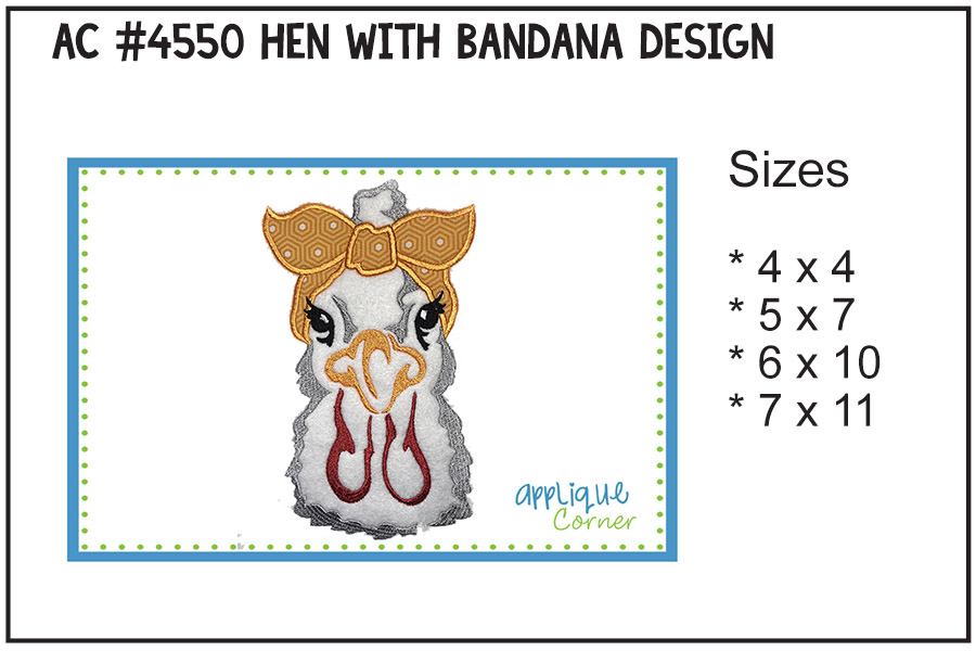 Hen With Bandana Applique Design