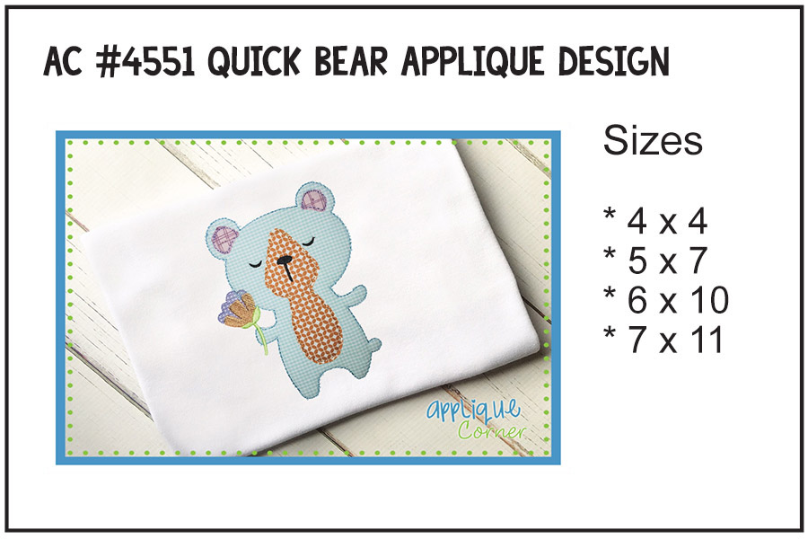 Quick Bear Applique Design
