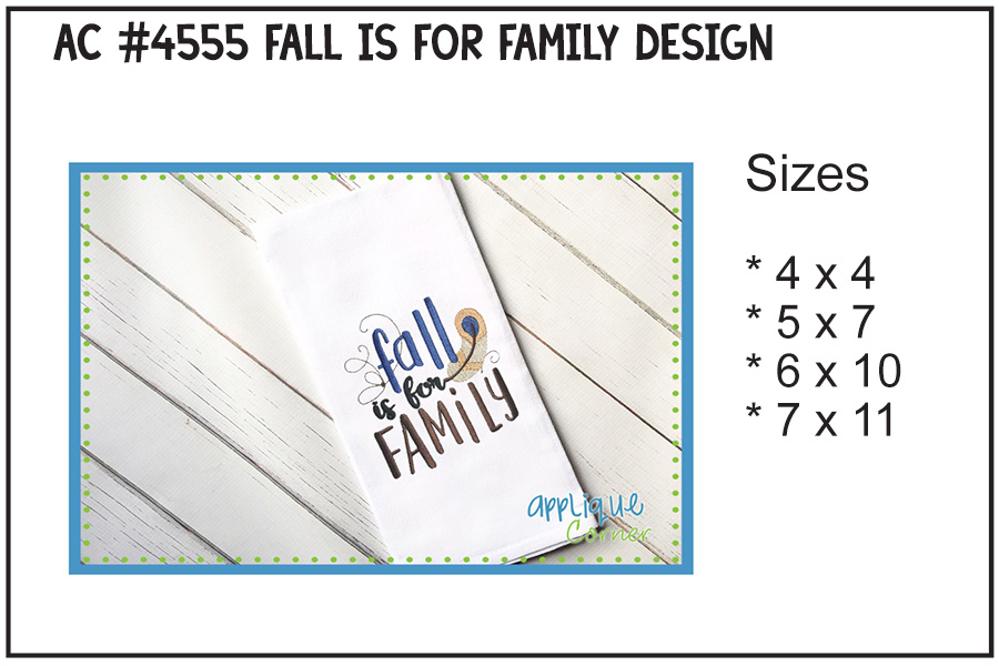 Fall Is For Family Embroidery Design