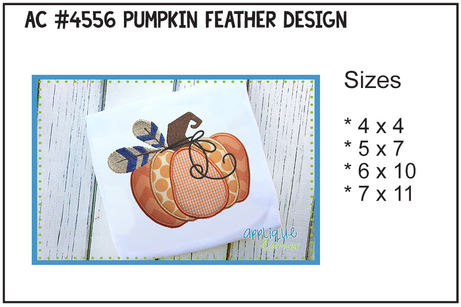 Pumpkin Feather Applique Design