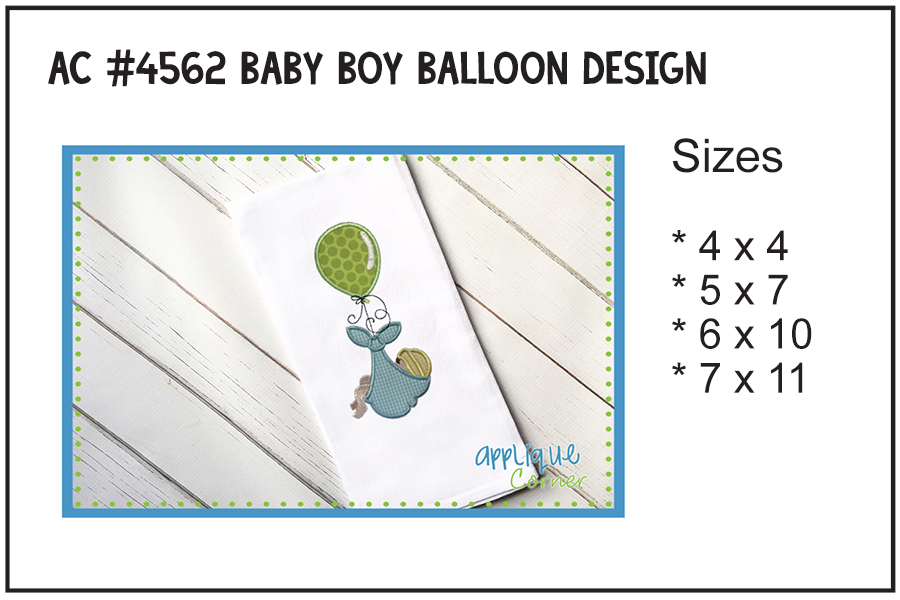 Baby Boy Balloon Applique Design